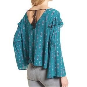 NWT BP. Tie Back Ruffle Trim Top